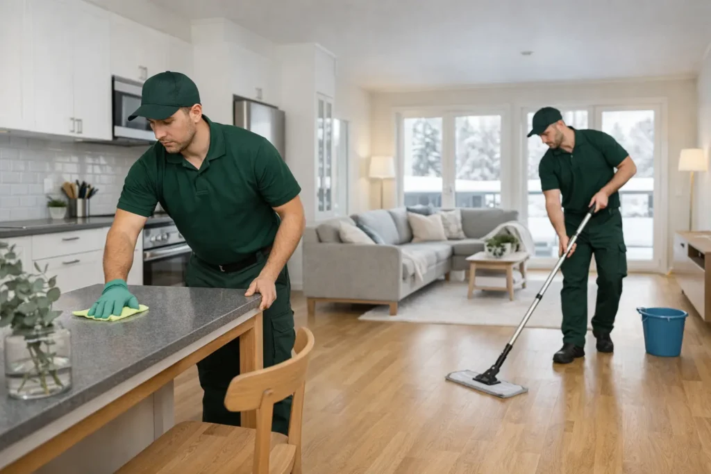 Hemstädning i modernt hem i Umeå med professionella städare