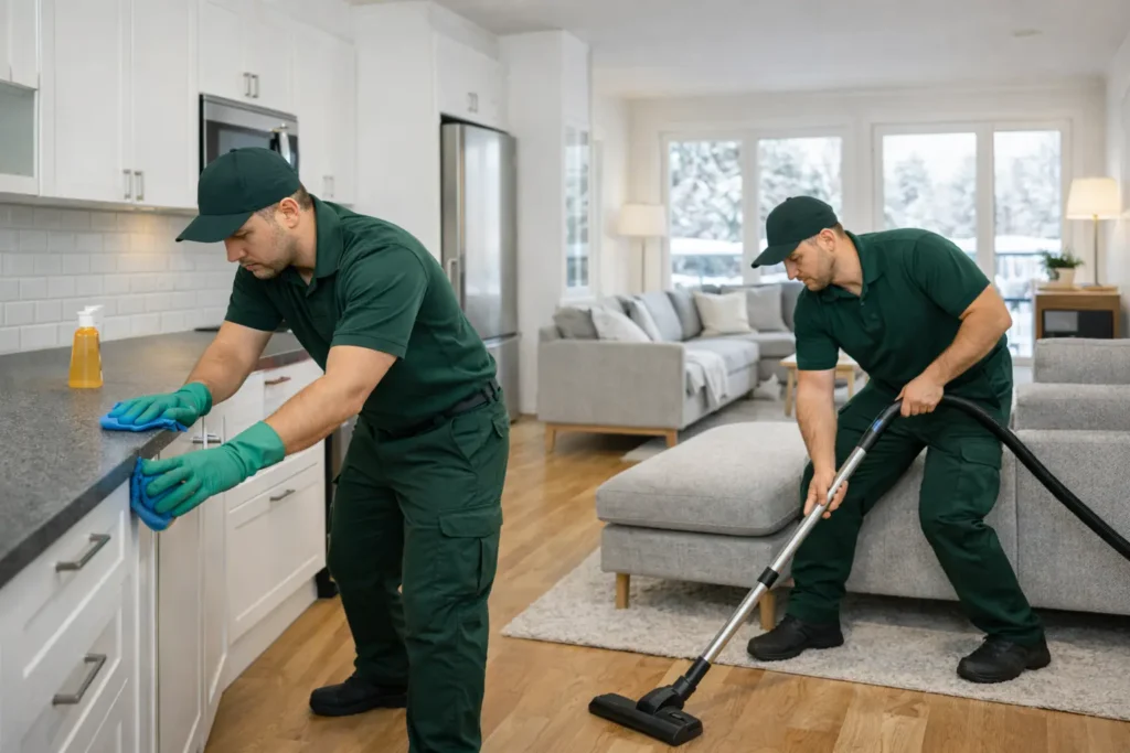 Storstädning i hem i Umeå med fokus på kök och vardagsrum